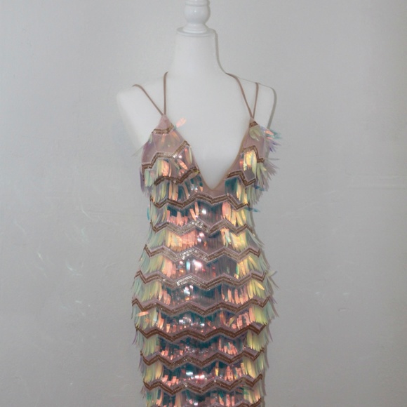 Chevron Sequined Party Dresss - Picture 4 of 7